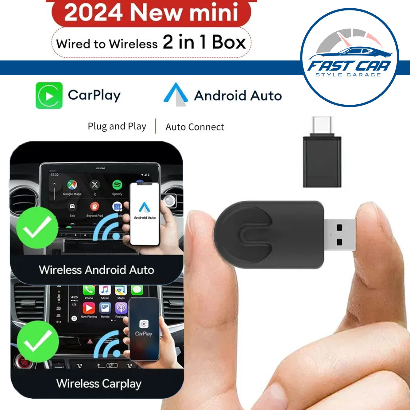 CarPlay / Android Auto Inalámbrico - Adaptador USB
