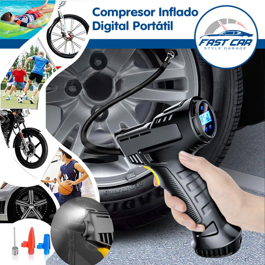 Compresor de inflado digital portátil, inalámbrico-wireless, 120W