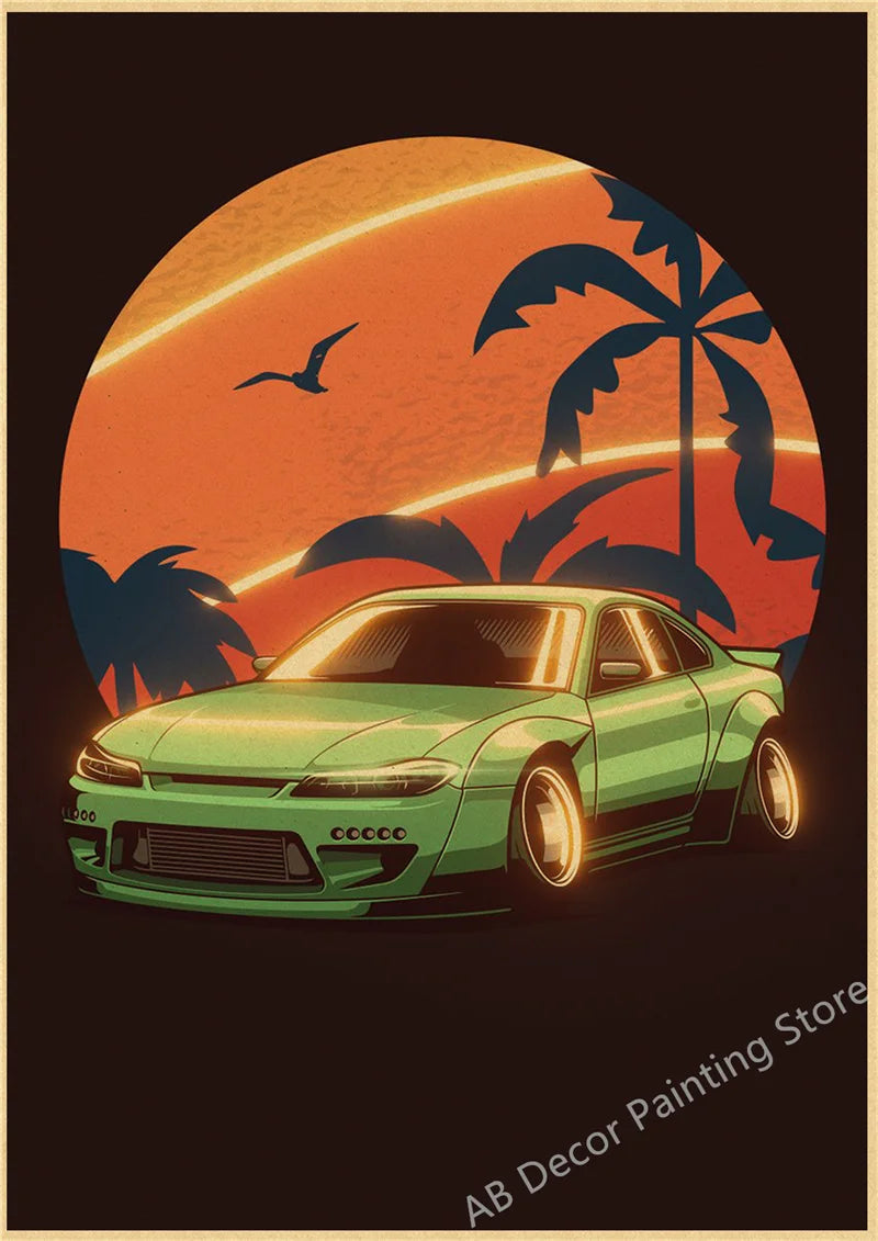 Póster JDM Estilo Vintage Retro 🏎️🔥