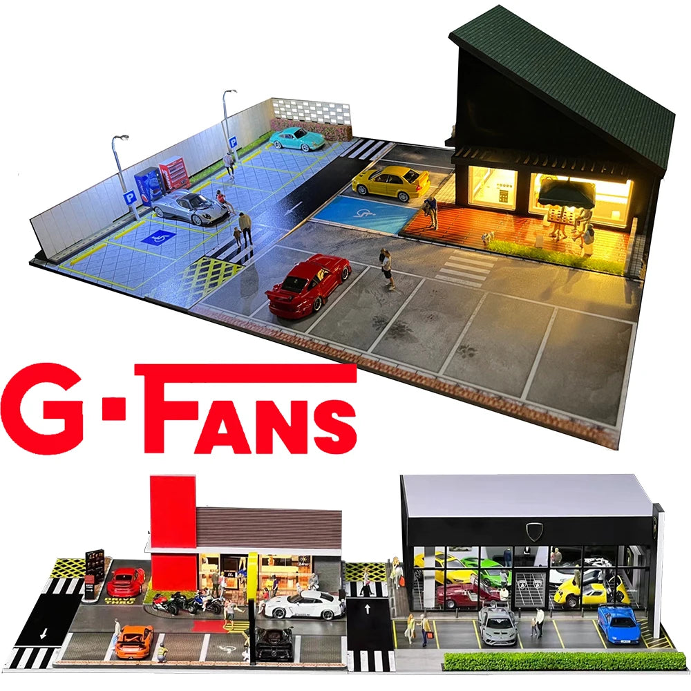Diorama de Edificio con Garaje a Escala 1:64 con Luces LED