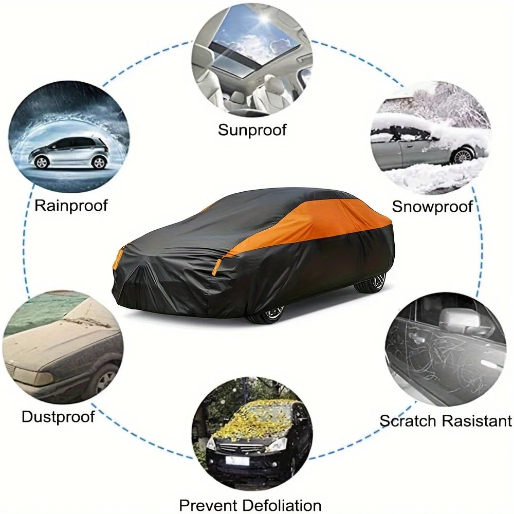 Cubierta Impermeable Automóvil para Exterior - Alta protección - Universal - Negro-naranja