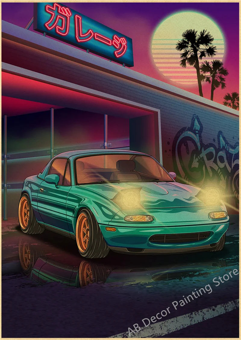 Póster JDM Estilo Vintage Retro 🏎️🔥