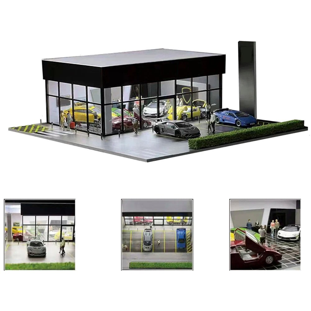 Diorama de Edificio con Garaje a Escala 1:64 con Luces LED