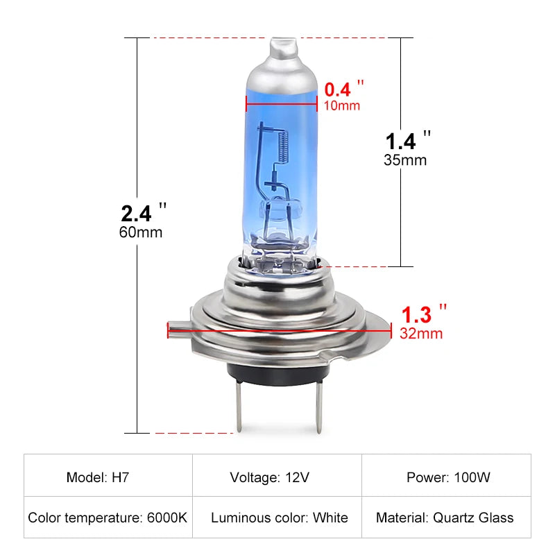 Bombilla H7 Luz blanca 6000k, 55W / 100W, 12V