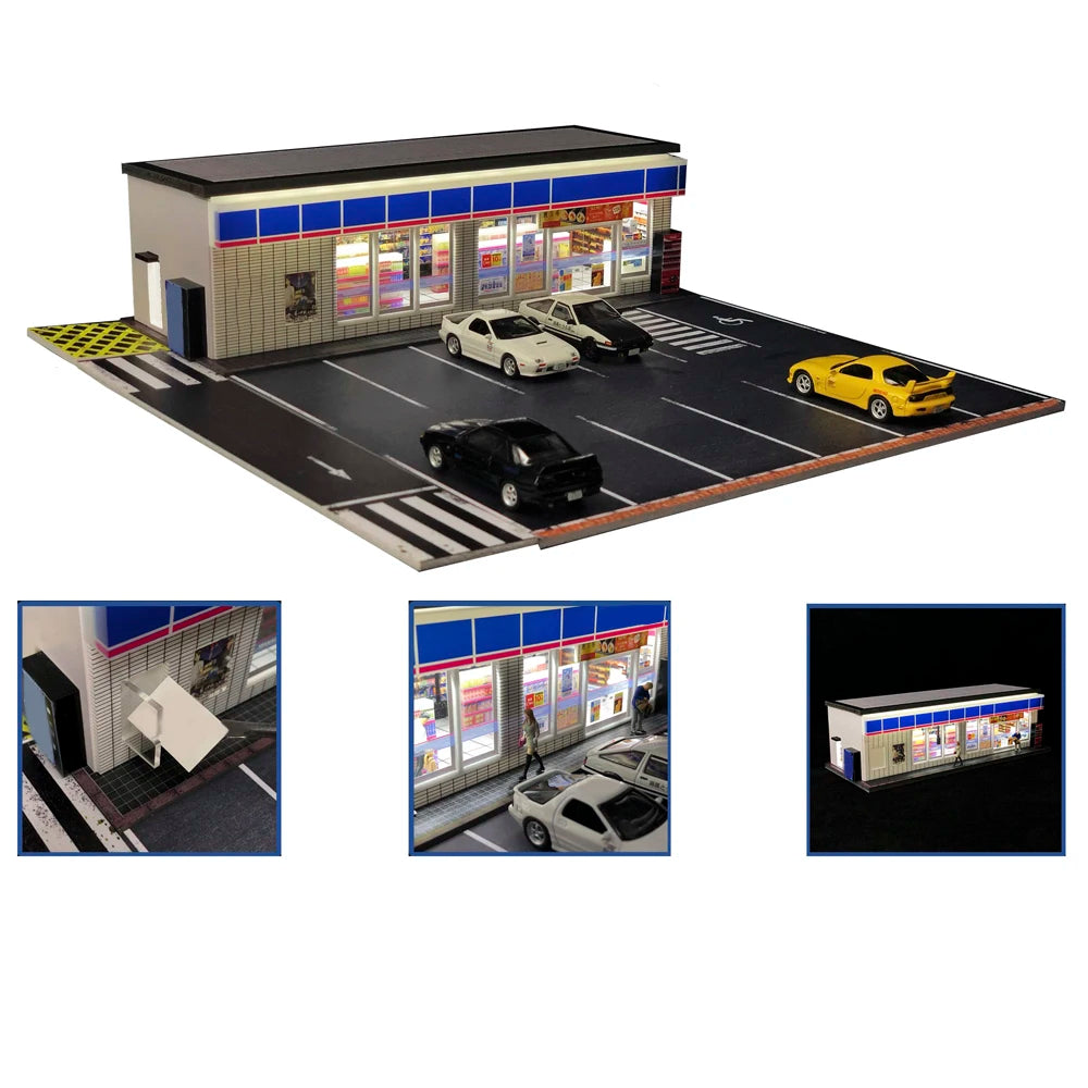 Diorama de Edificio con Garaje a Escala 1:64 con Luces LED