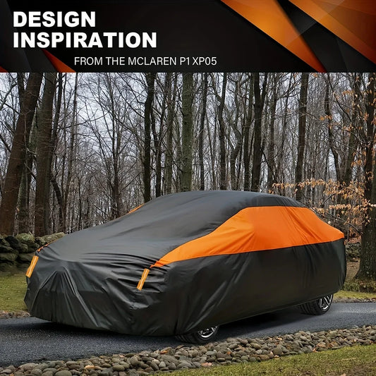 Cubierta Impermeable Automóvil para Exterior - Alta protección - Universal - Negro-naranja