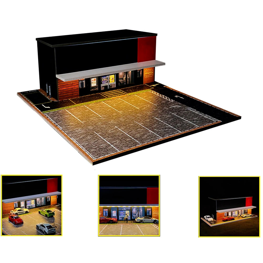 Diorama de Edificio con Garaje a Escala 1:64 con Luces LED