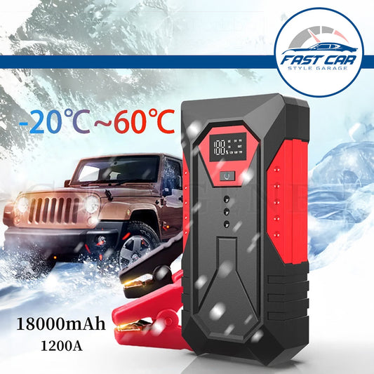 🚗 Arrancador de Batería Portátil 18000mAh, 1200A, 12V 🚗
