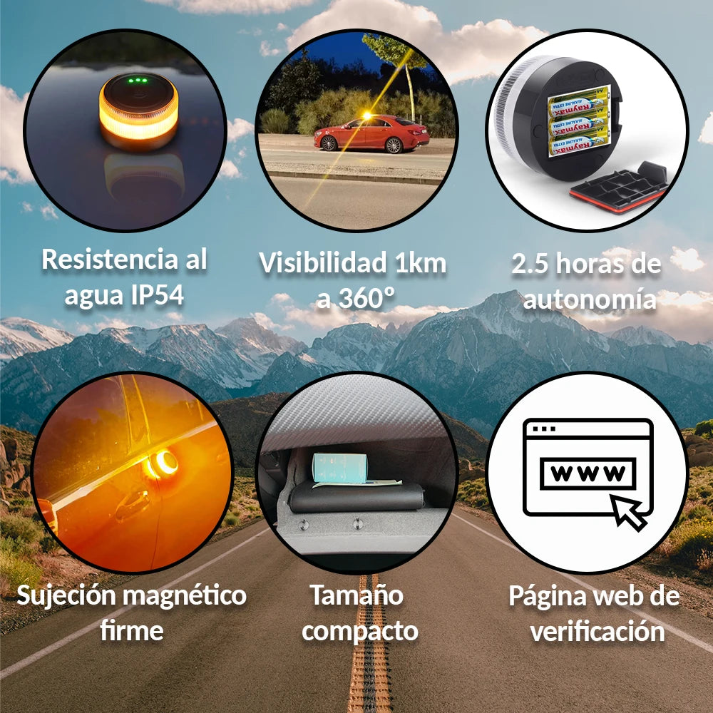 🚨 Baliza Luz V16 Emergencia con Geolocalización DGT 3.0 – Tu seguridad primero 🚨