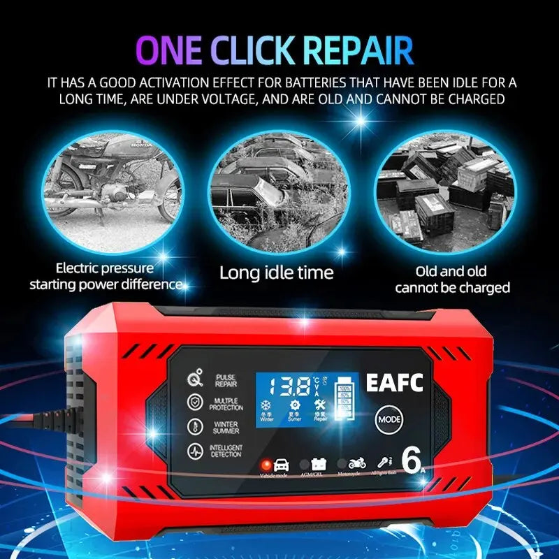 Cargador inteligente para batería de coche 12V