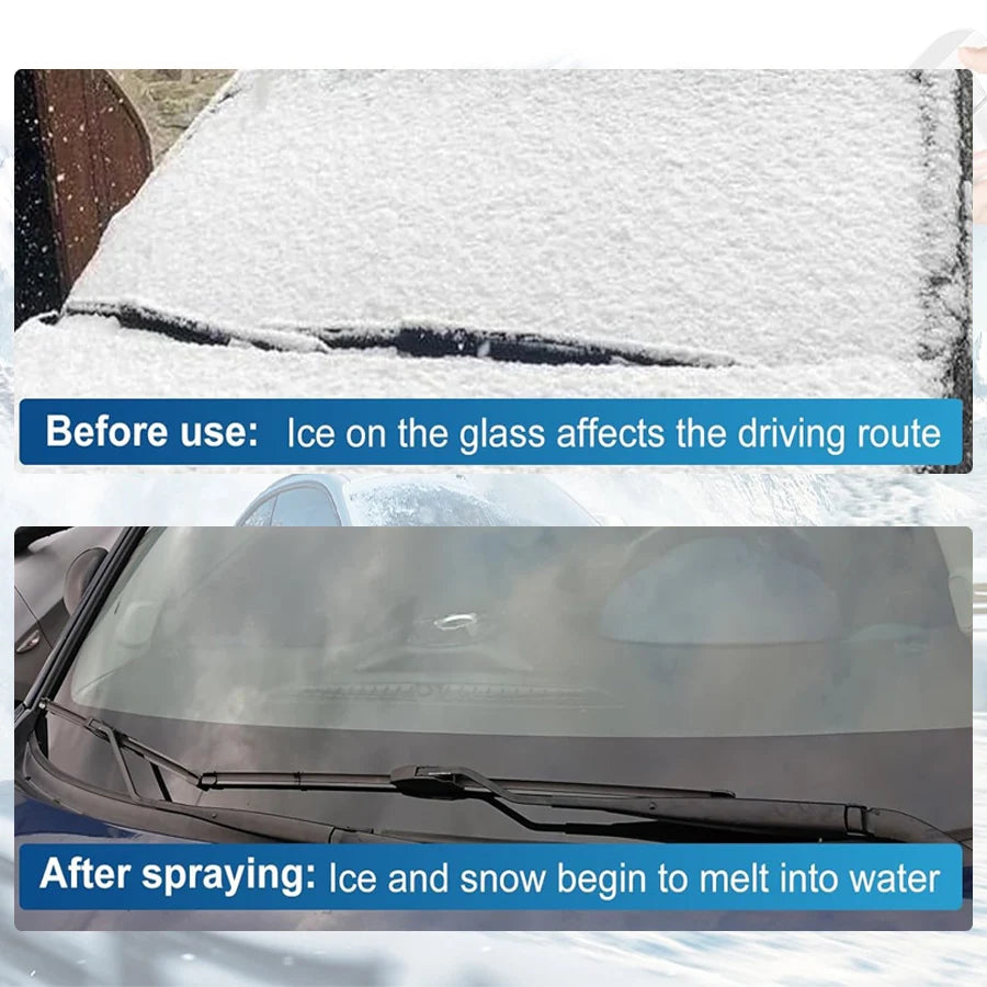 ❄️ Spray Descongelador de Coche – Derretimiento Instantáneo de Hielo y Nieve