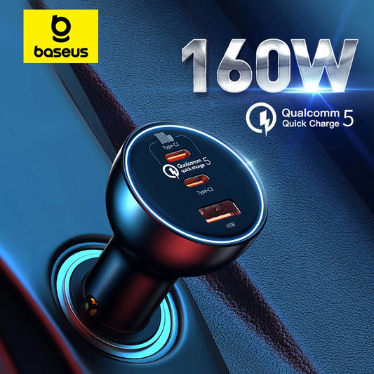 Cargador Automóvil Ultra Rápido 100W – Compatible con iPhone 13, 14, 15 Pro, Portátiles y Tablets